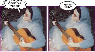 La Monja Leonora y su guitarra funky.